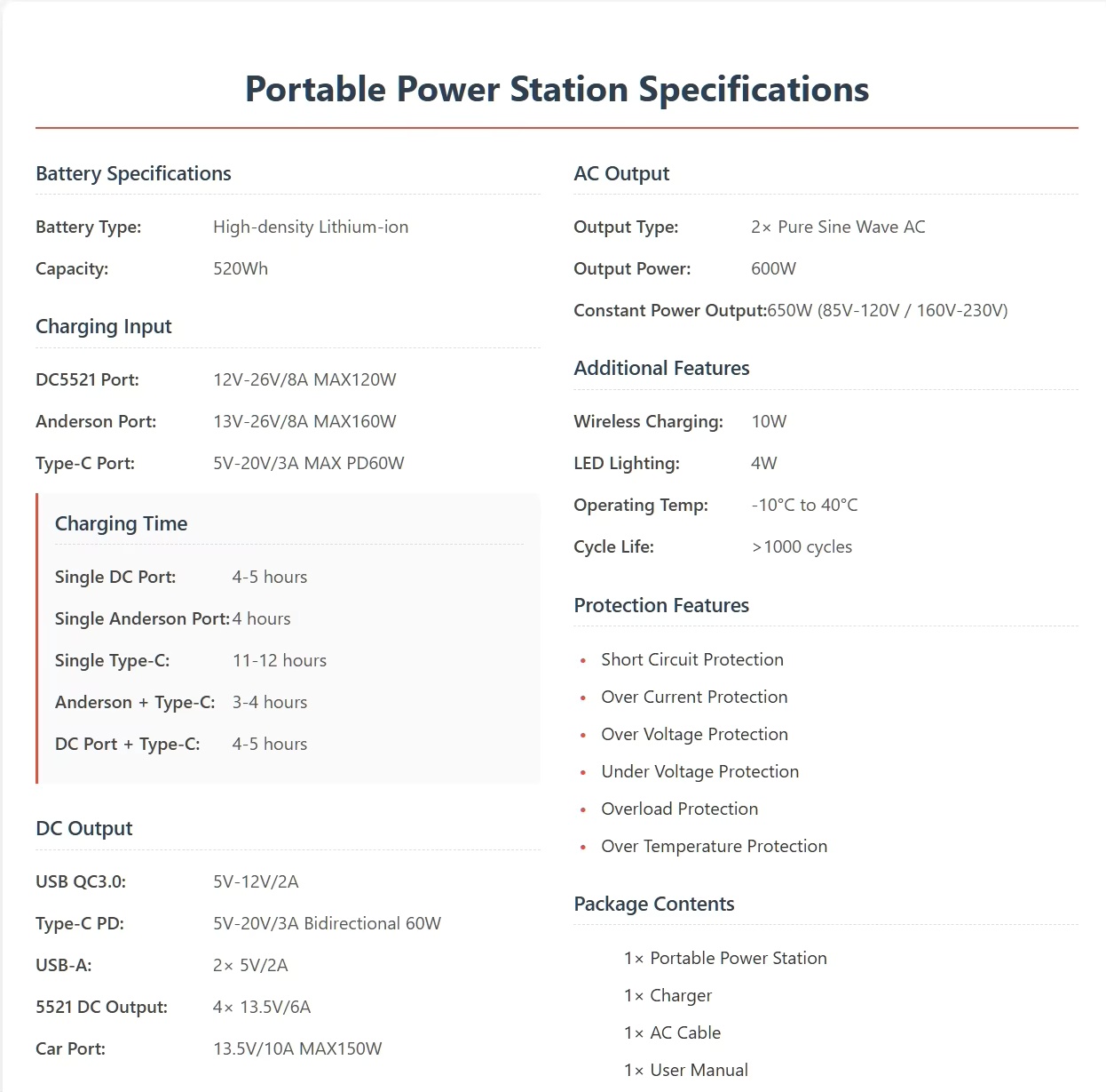 A6 520Wh portable mobile energy storage power bank
