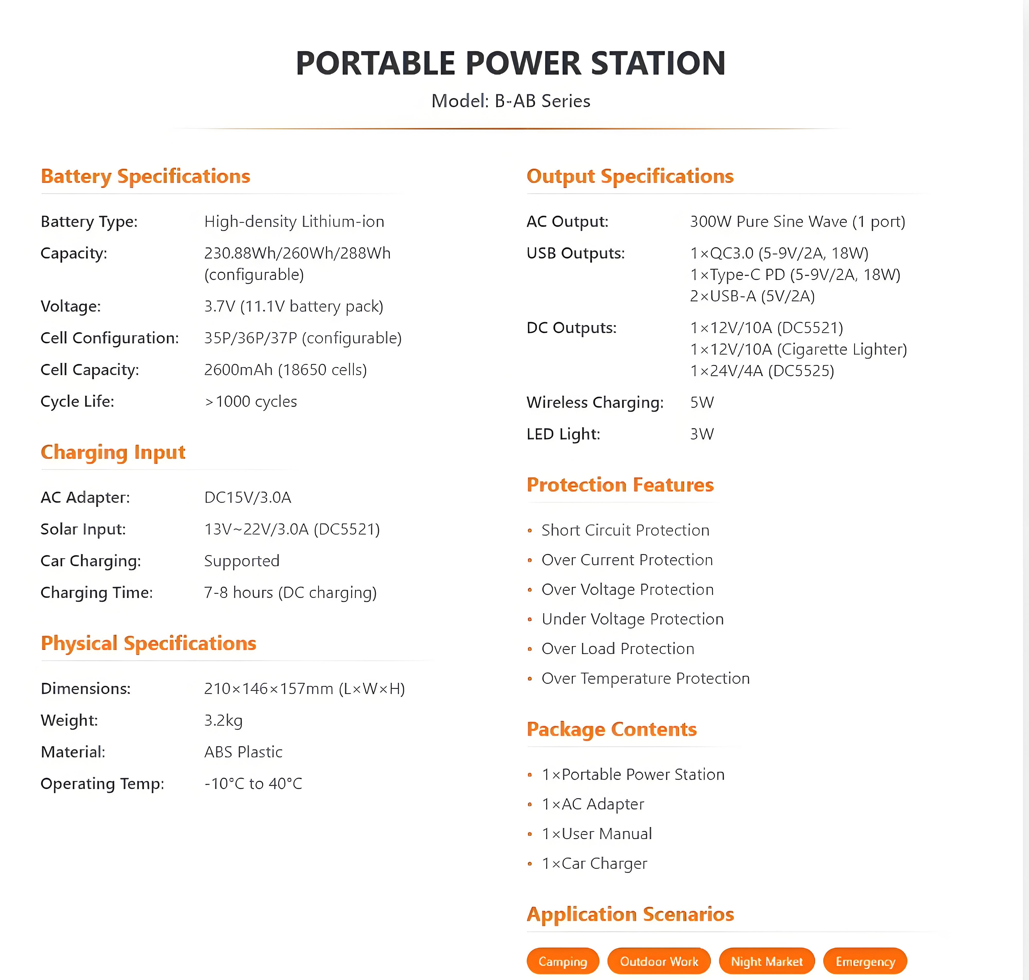 A300 288Wh portable mobile energy storage power bank