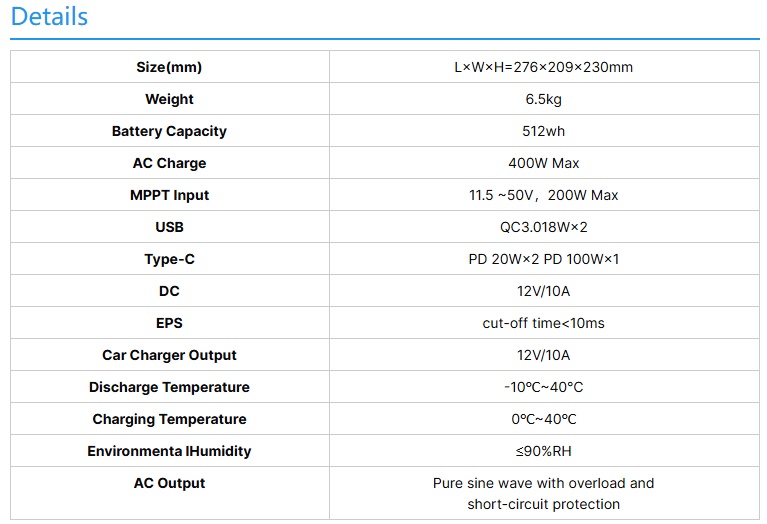 WB08 512Wh portable mobile energy storage power bank