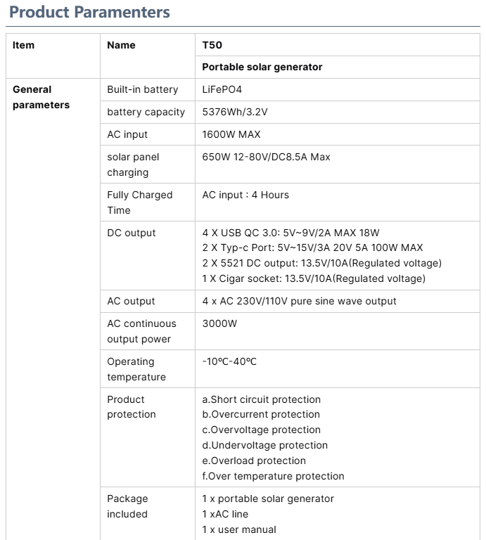 T50 5376Wh portable mobile energy storage power bank