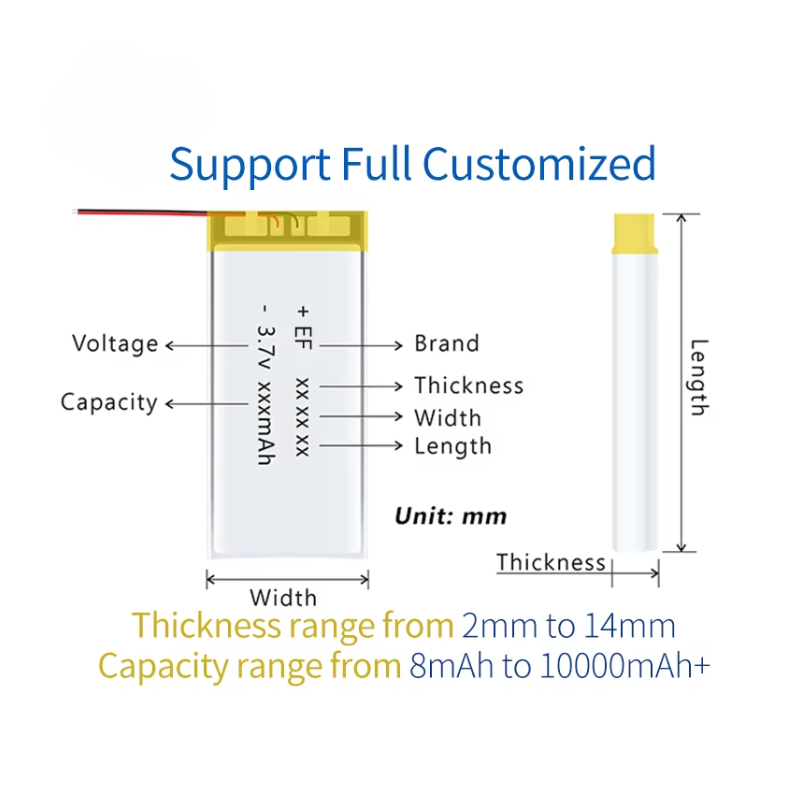 503450 603048 703048 803040 Lithium Polymer Battery 1000mah 3.7V Lipo Battery