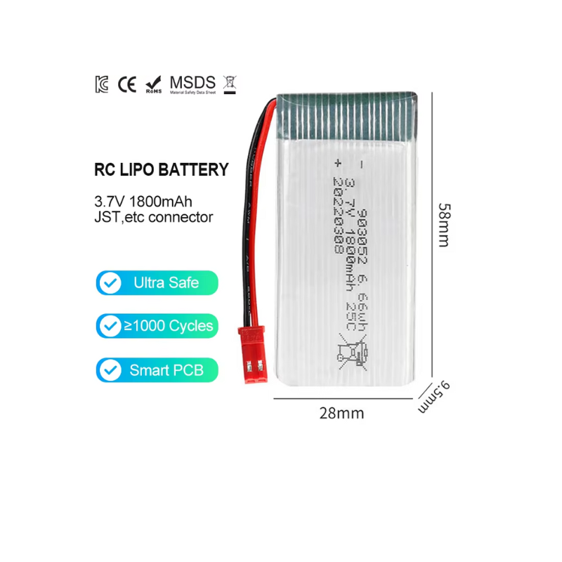 25C 903052 Drone Battery 903052 3.7v 1800mAh Lithium Polymer Battery for Drone KY601S SYMA X5SW X5 M18 H5P