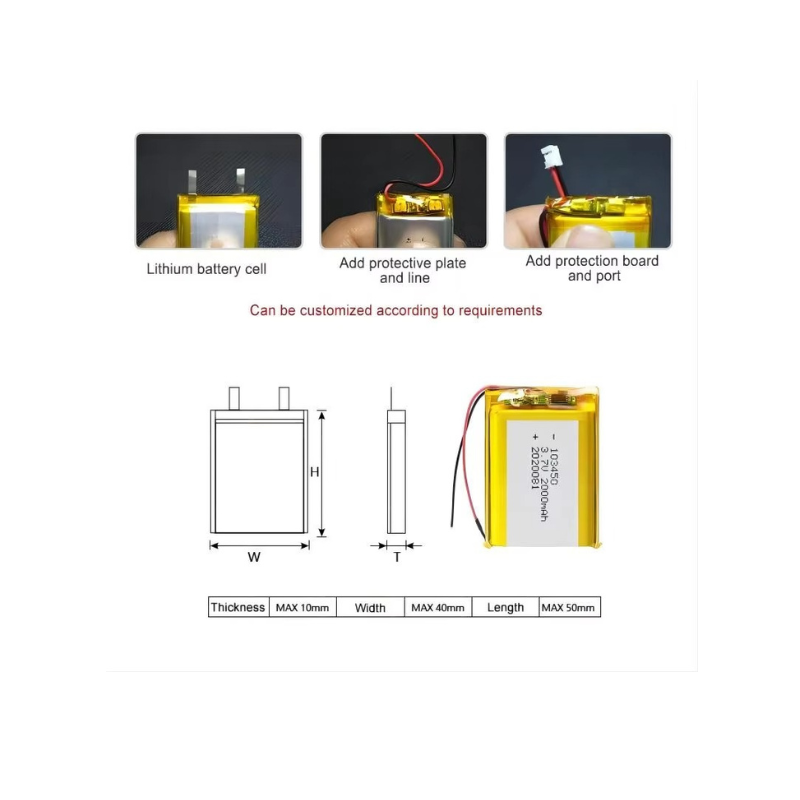 103450 6.66Wh 1800mAh 3.7v OEM ODM Lipo Batteries Li Ion Rechargeable Li-po Battery for Medical Device