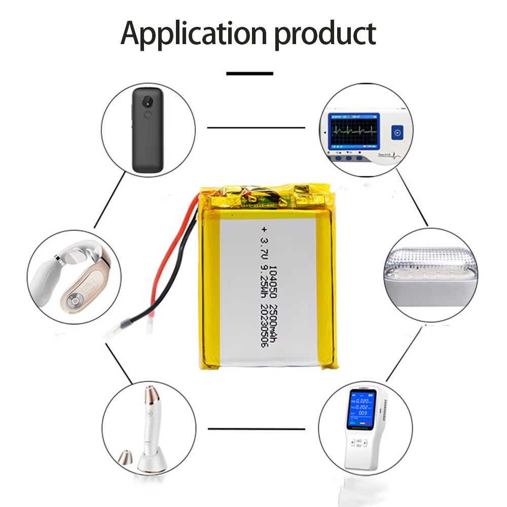 Good Quality Rechargeable 9.25wh Energy Lithium Ion Polymer Battery 104050 3.7v 2500mAh Li-pol Cells Digital Device Battery