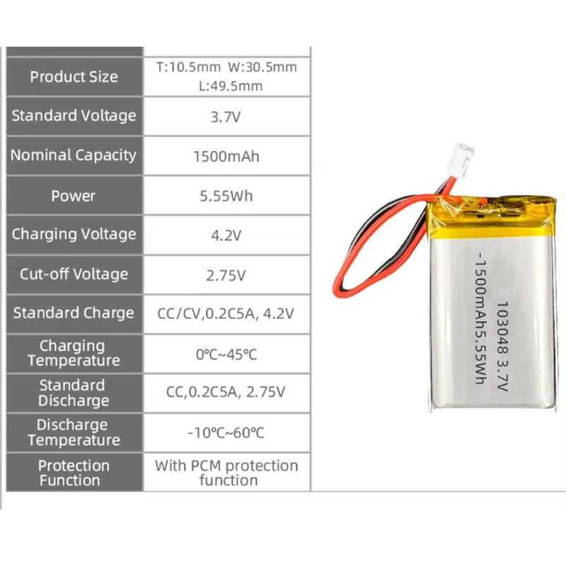 Ul Ce 103048 3.7v Rechargeable Lipo Batteries 1500mah Lithium Polymer Battery