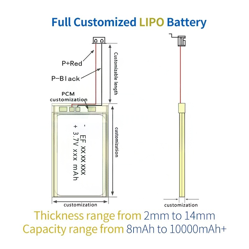 Lithium Cell 503759 1200mAh 3.7v Li-po Battery Pack With Pcm for Driving Recorder
