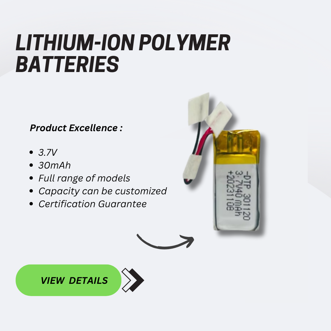 Small Lithium Polymer Battery DTP301416 Lipo 40mah 3.7v Polymer Battery
