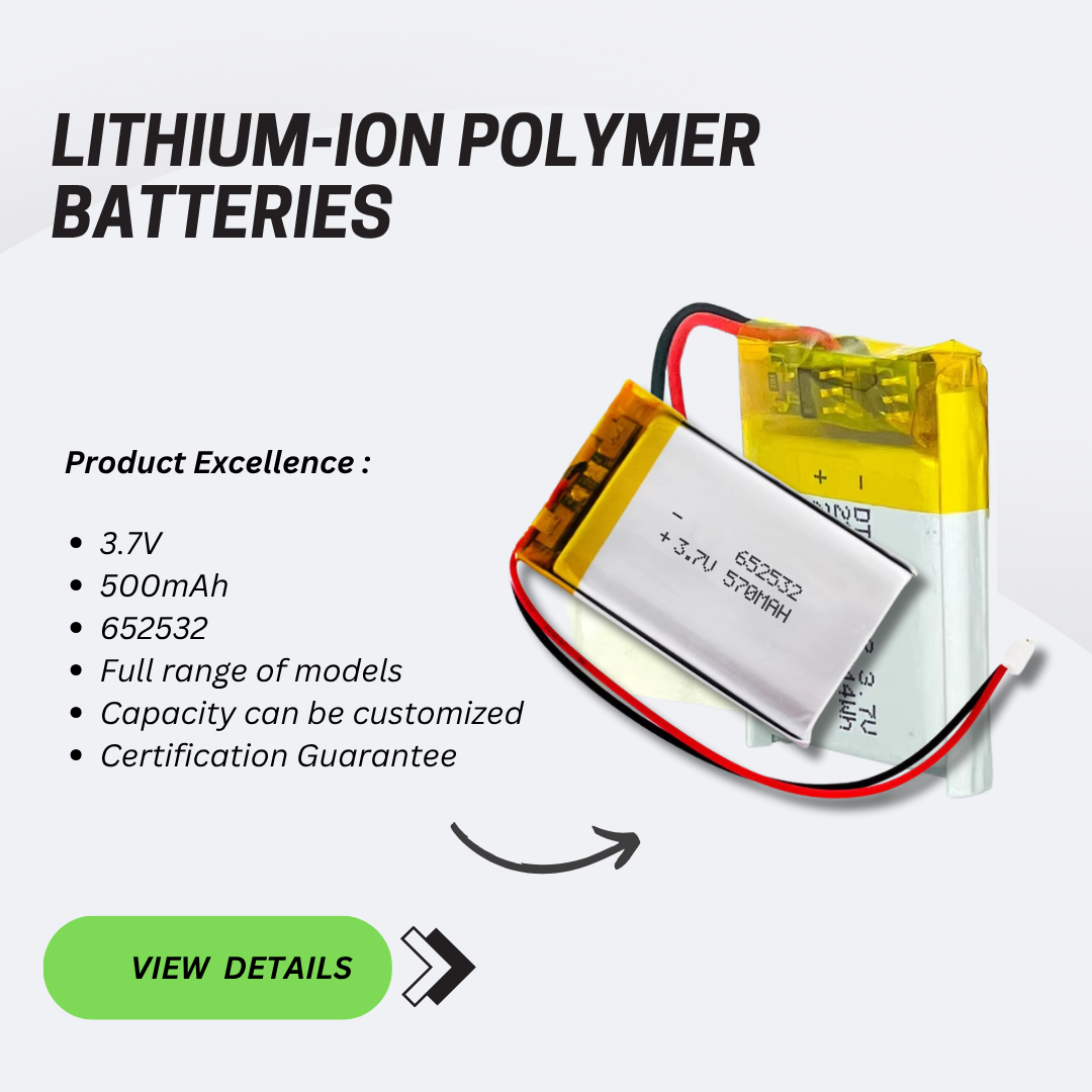 652532 3.7v 500mah Lithium Polymer Battery Lithium Ion Battery Manufacturer Lipo Polymer Battery 3.7v