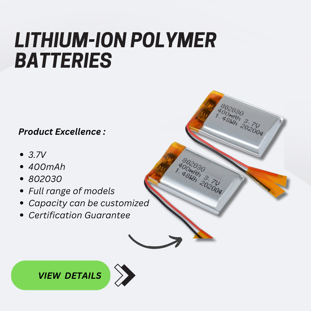 802030 400mah Lithium Ion Polymer 3.7v Battery Manufacturer