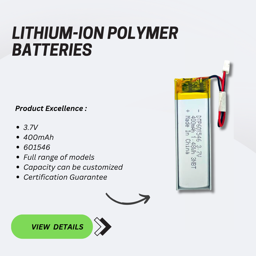 Ultra Slim 601546 3.7v 400mAh LiPo Lithium Polymer Battery