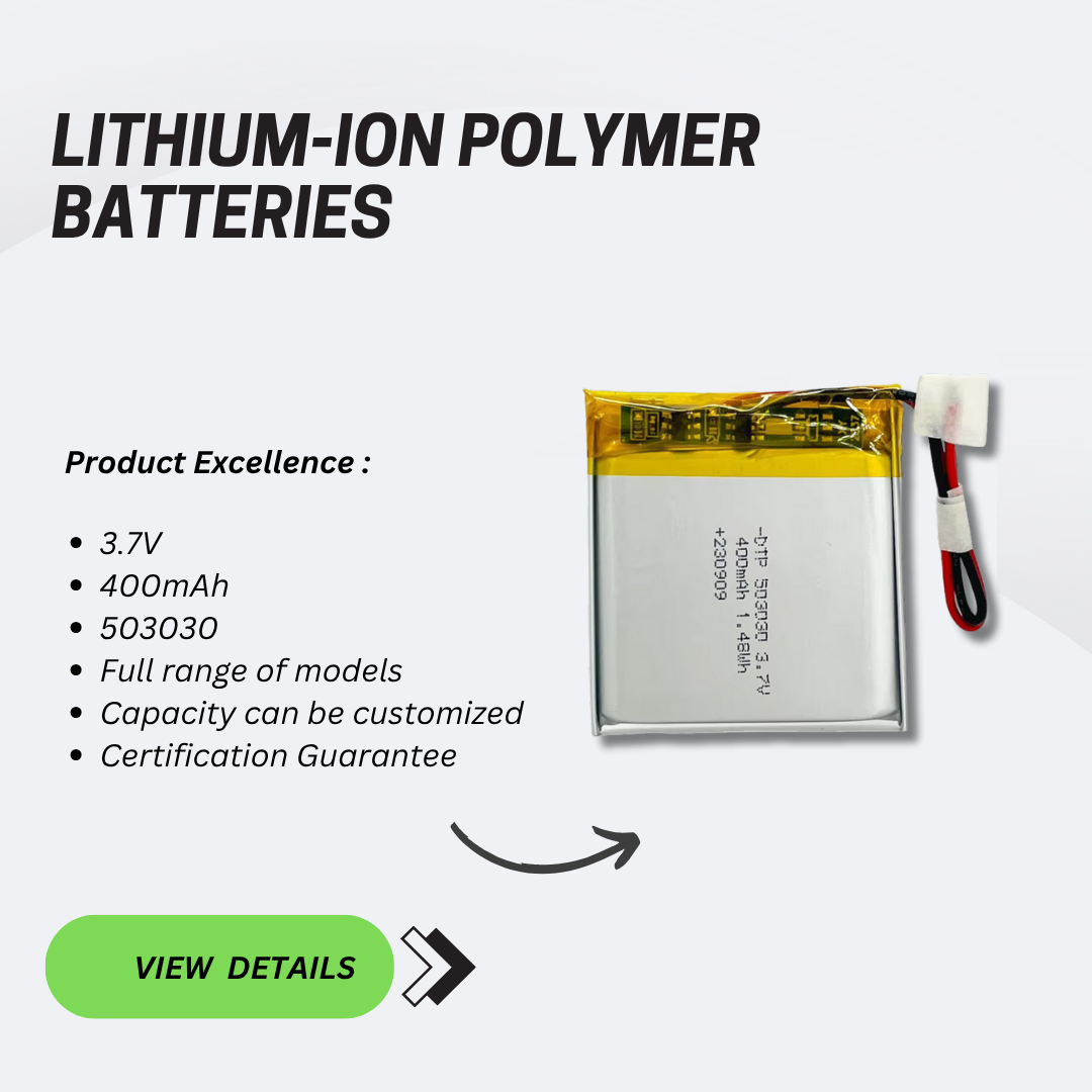 Lithium Polymer Battery 503030 3.7v 400mAh Rechargeable Lithium Polymer Battery