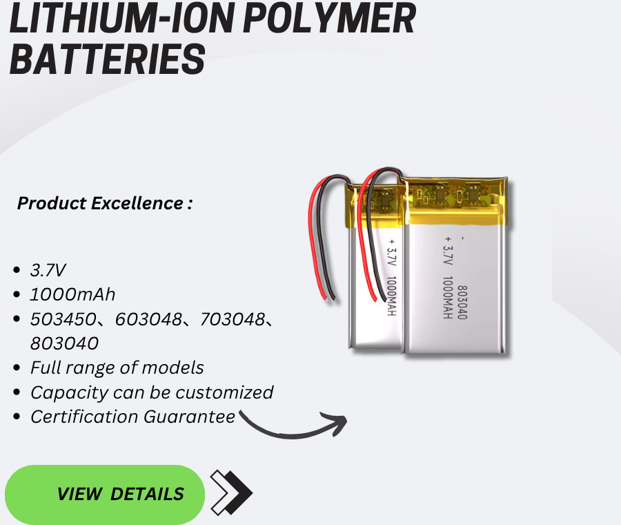 503450 603048 703048 803040 Lithium Polymer Battery 1000mah 3.7V Lipo Battery