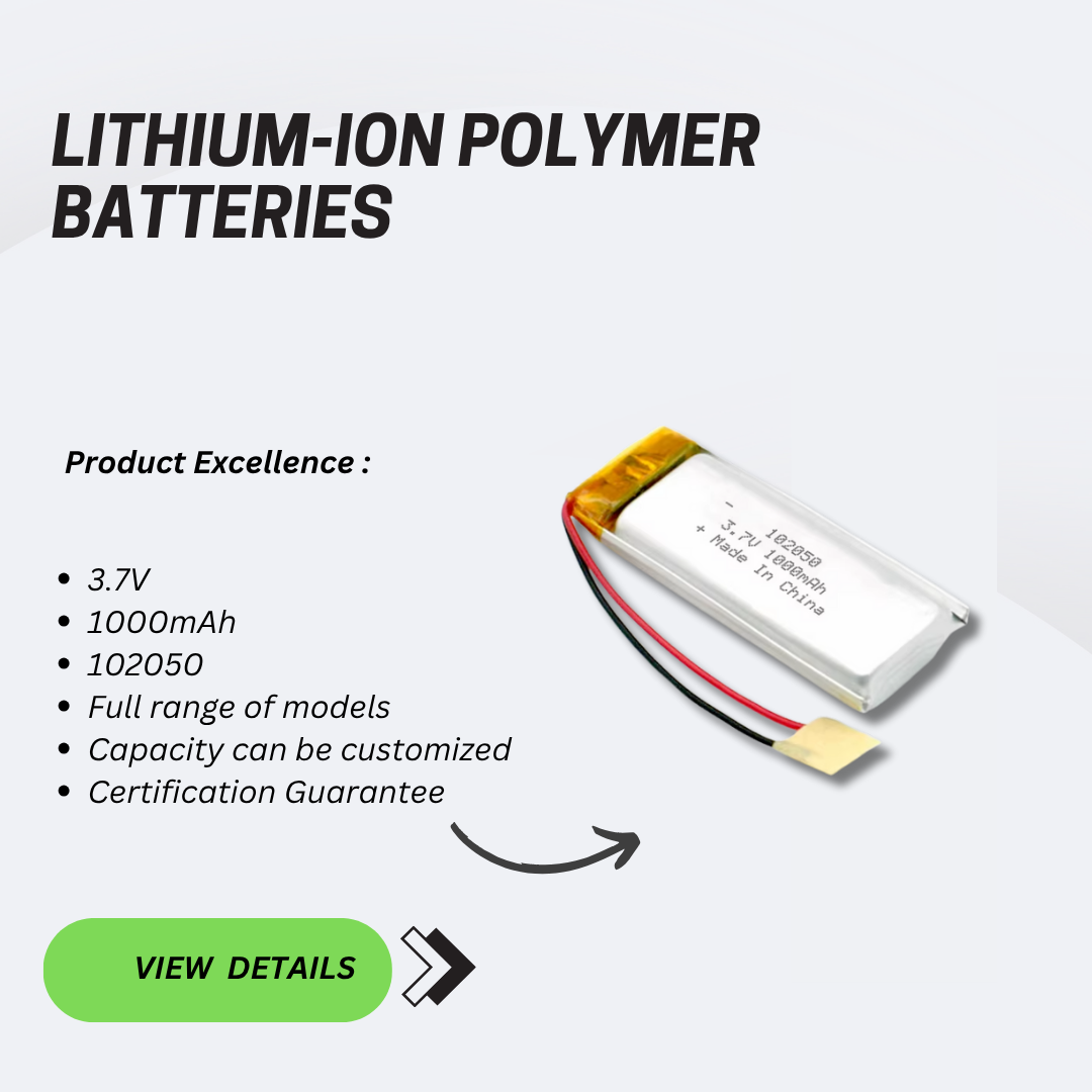 Lipo Battery 102050 3.7v 1000mah Lithium Polymer Battery for Smart Watch GPS