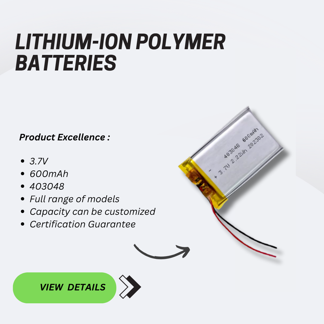 3.7V 403048 2.22Wh 600mAh OEM ODM Lipo Batteries Li Ion Rechargeable Li-po Battery for Headset