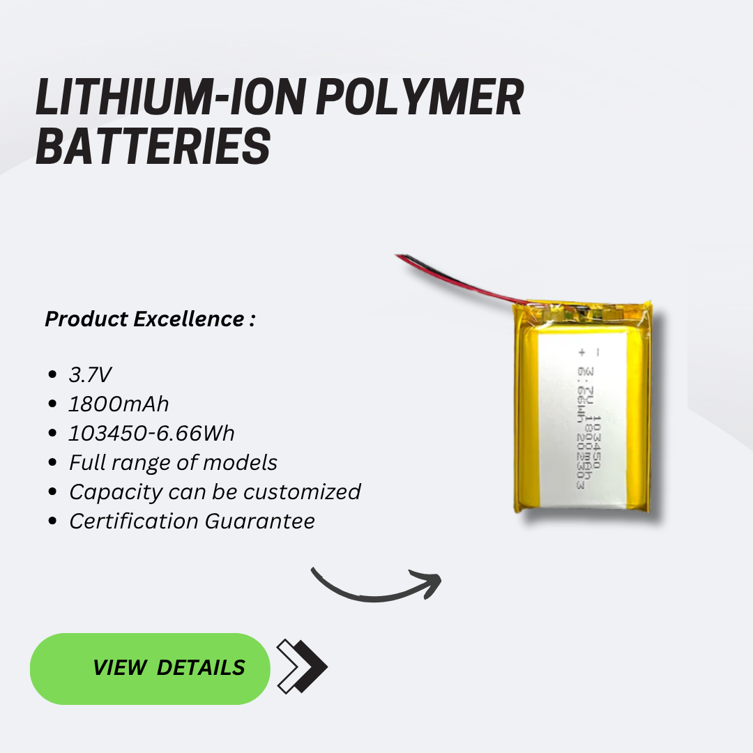 103450 6.66Wh 1800mAh 3.7v OEM ODM Lipo Batteries Li Ion Rechargeable Li-po Battery for Medical Device