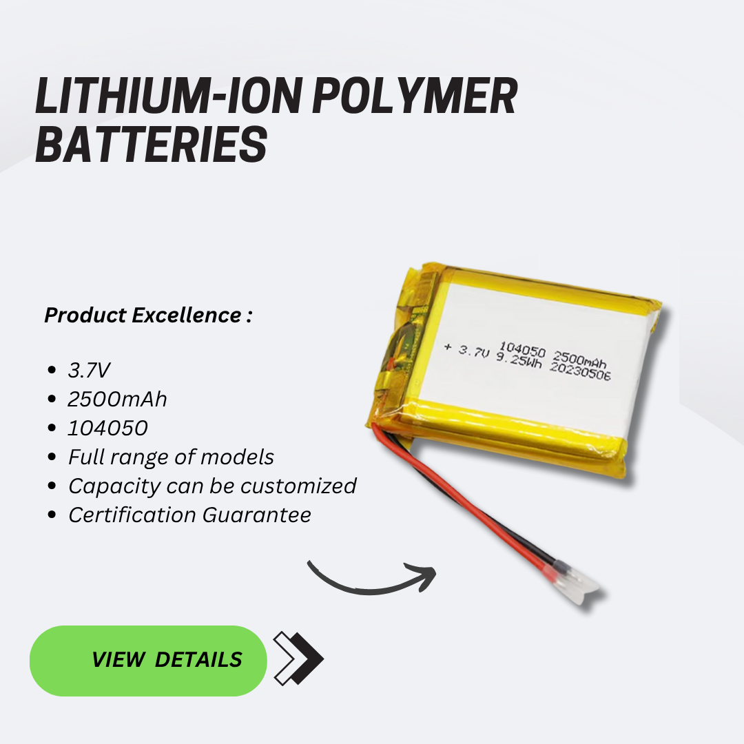 Spot Goods A+ Grade Rechargeable 9.25wh Energy Lithium Ion Polymer Battery 104050 3.7v 2500mah Li-po Batterie