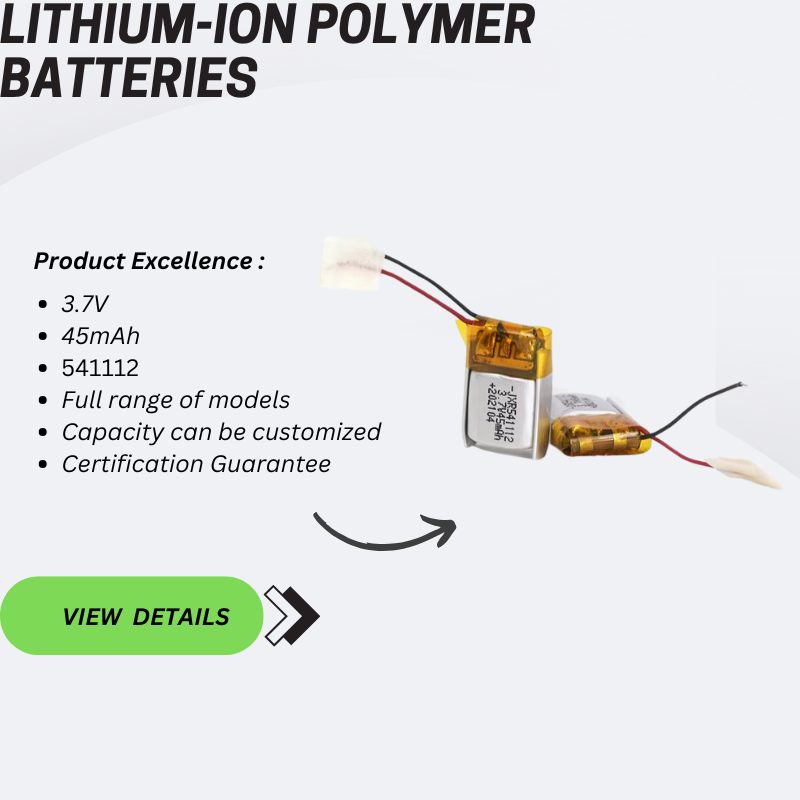 3.7V 45mAh 541112 for Earphones Hearing Aids Induction Light Small Lithium Polymer Battery