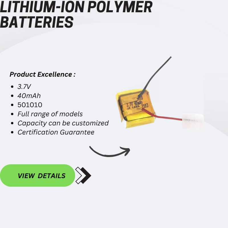 Professional New Lithium Polymer Battery 501010 3.7v 40mah Lipo Battery