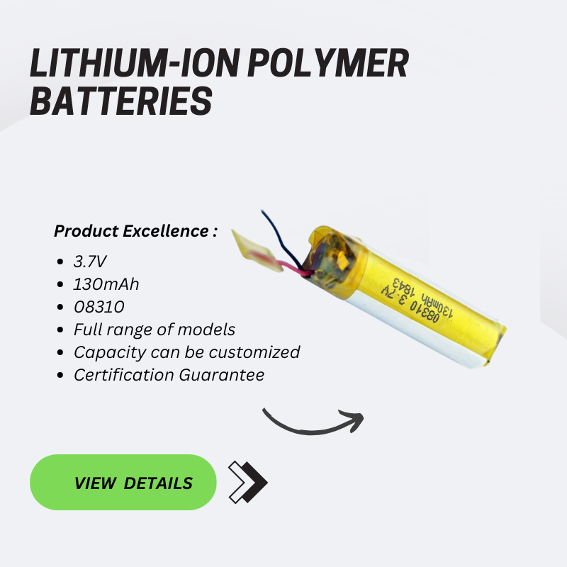 Rechargeable 3.7v 130mah Cylindrical Lithium Polymer Battery Pouch Ion 08310