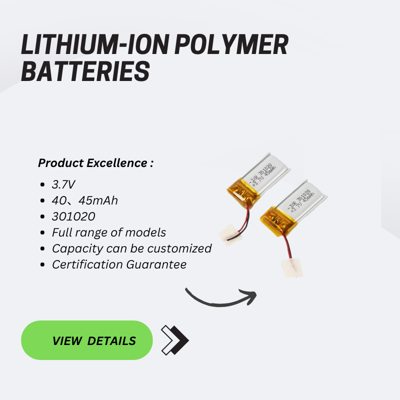 Small Li Polymer Cell Mini 3.7v 40mah 45mah Lipo Battery 301020 for Headphone and Toy