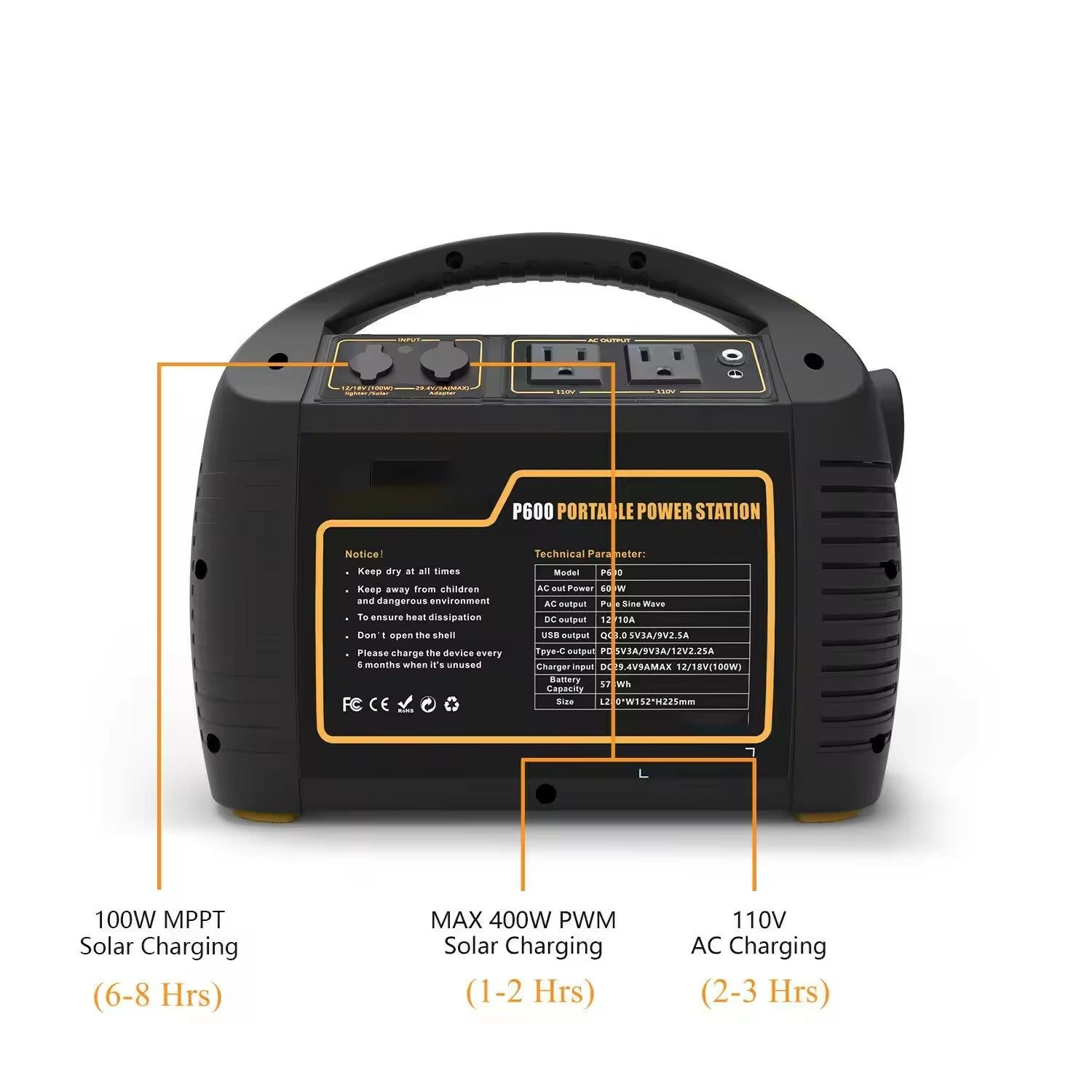 P600 578Wh portable mobile energy storage power bank